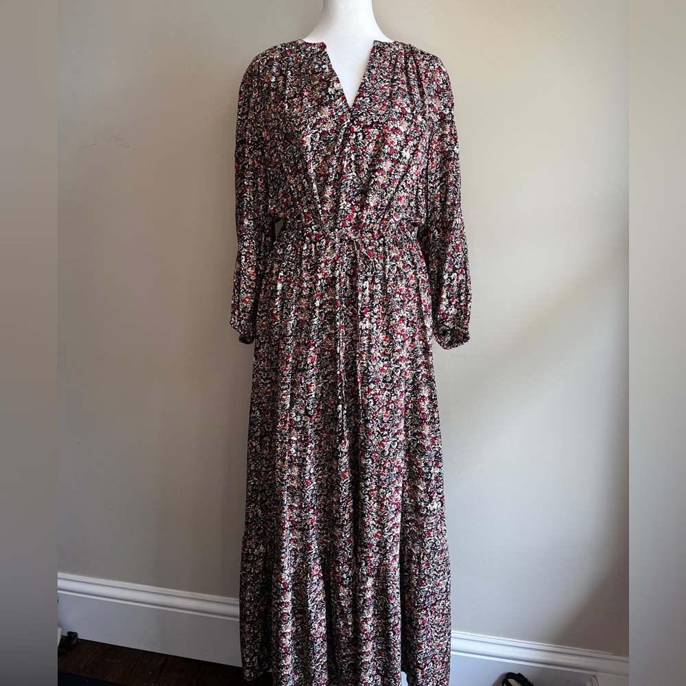 Mango Women’s Size 8 Floral Long Sleeve V-Neck Sundress